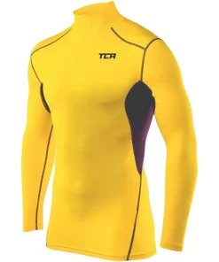 TCA HyperFusion Thermal Mock Neck Mens Long Sleeve Compression Top - Yellow