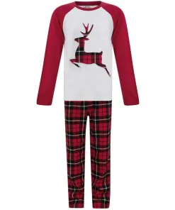 Tokyo Laundry Reindeer 2 Piece Boys Christmas Pyjama Set - Red