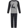 Tokyo Laundry Reindeer 2 Piece Boys Christmas Pyjama Set - Grey
