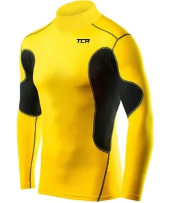 TCA SuperThermal Long Sleeve Mock Junior Compression Top - Yellow