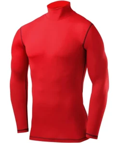 TCA PowerLayer Long Sleeve Mock Mens Compression Top - Red