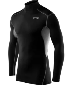 TCA HyperFusion Mock Neck Long Sleeve Mens Compression Top - Black