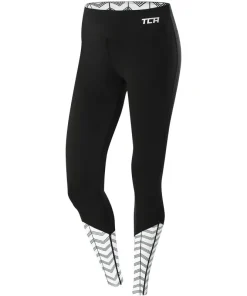 TCA Impulse Printed Womens Long Running Tights - Black