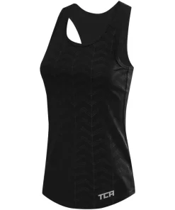 TCA Impulse Printed Racerback Womens Running Vest Tank Top - Black