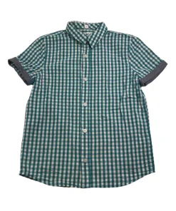 F&F 8 years green and white checked short sleeve shirt
