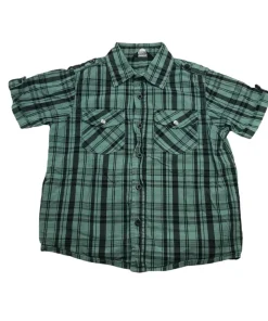 George 6 years mint green and black checked short sleeve shirt