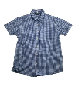 Primark 8 yearsf blue and white checked short sleeve shirt