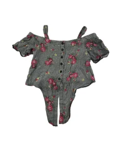 Primark 8-9 years black checked floral crop top