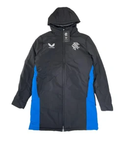 Castore Rangers FC Coaches women's size black parka long Training Bench jacket