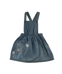 M&S dungaree dress light blue mouse patchwork denim cotton