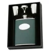 David Nick Green Leather 6oz Hip Flask Presentation