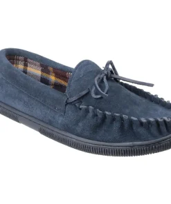 Cotswold Alberta Slip On Moccasin Slipper Navy