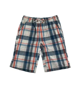 Next 7-8 years white blue and red checked cotton shorts