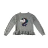 Primark 6-7 years grey with sequin unicorn cotton jumper