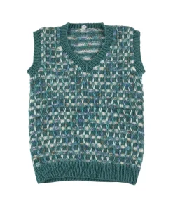 Handknitted 5-6 years turquoise knitted vest jumper