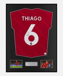 Framed Thiago Alcântara Signed Liverpool Shirt 2021-22 Home [Classic]