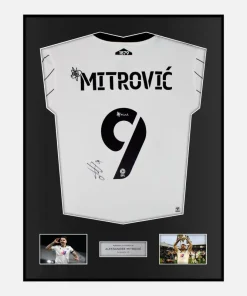 Framed Aleksandar Mitrovic Signed Fulham Shirt 2021-22 Champions [Classic]