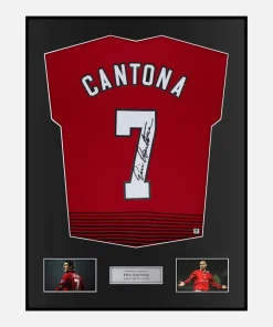 Framed Eric Cantona Signed Manchester United Shirt 2018-19 Home [Classic]