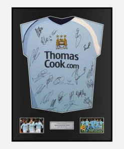 Framed Squad Signed Manchester City Shirt 2008-09 Home [Classic]