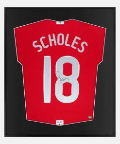 Framed Scholes Signed Manchester United Shirt, Red Home [Lite]