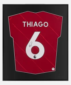 Framed Thiago Signed Shirt, Liverpool, Red Home [Lite]