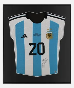 Framed Mac Allister Signed Argentina Shirt 2022 World Cup Winners [Lite]