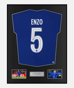 Framed Enzo Fernandez Signed Chelsea Shirt Home [Classic]
