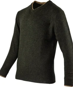 Jack Pyke Ashcombe Lambwool V-Neck Pullover - Dark Olive