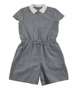 Black gingham with zipper school playsuit