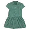 Green gingham drop waist school summer dress