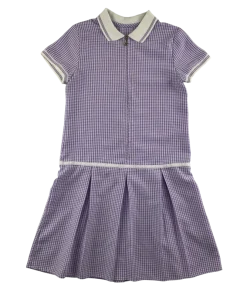 Lilac gingham with zipper school summer dress