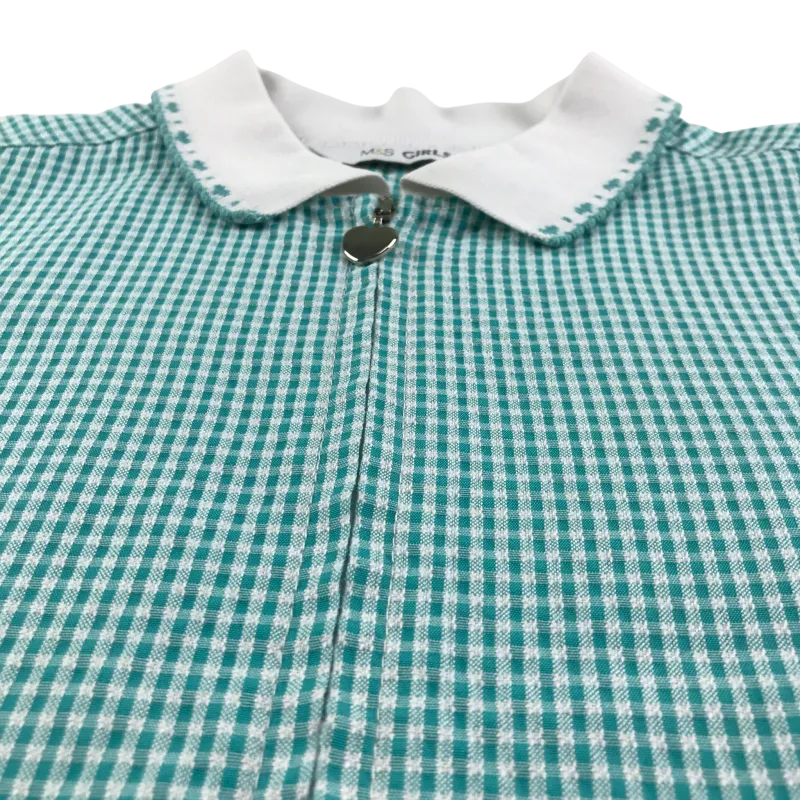 Mint gingham with zipper school summer dress - Image 2