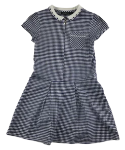 Navy gingham with zipper school summer dress
