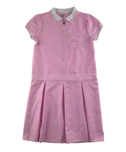Pink gingham with zipper school summer dress