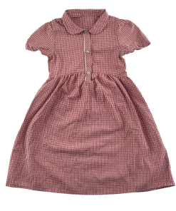 Red gingham with buttons school summer dress