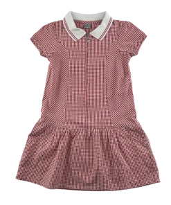 Red gingham with zipper school summer dress