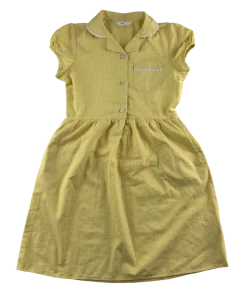 Yellow gingham with buttons school summer dress