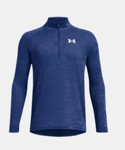 UA Tech Textured 1/2 Zip Top Y Blue