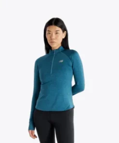 NB Athletic Heat Grid Half Zip Top W Terrarium Heather