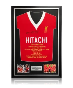 David Fairclough Hand Signed HITACHI Honours Shirt in Deluxe Classic Frame