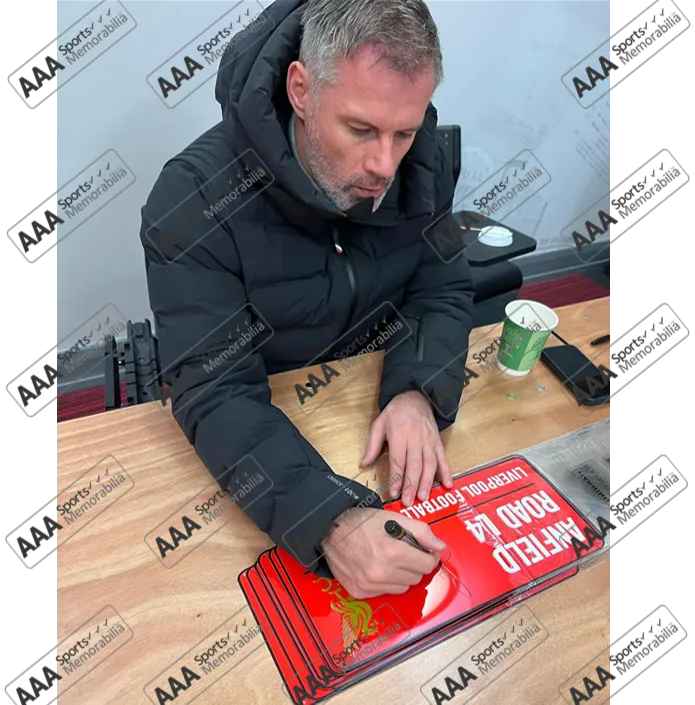 Jamie Carragher Signed RED Anfield Road Sign - Image 2