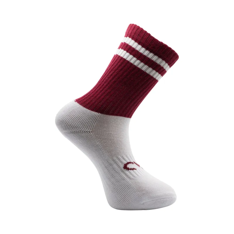 CMAC Midi Sock Maroon/White