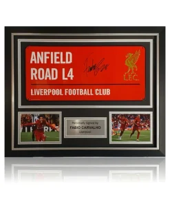 Fabio Carvalho Hand Signed RED Anfield Road Sign In Deluxe Classic Frame
