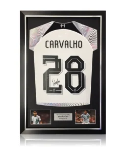 Fabio Carvalho Hand Signed Liverpool 2022-23 Away Shirt in Deluxe Classic Frame