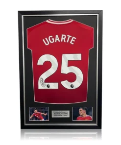 Manuel Ugarte Hand Signed Manchester United 2024-25 Home Shirt in Deluxe Classic Frame