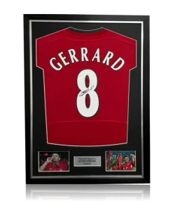 Steven Gerrard Hand Signed Liverpool 2005 ISTANBUL #8 Shirt in Deluxe Classic Frame