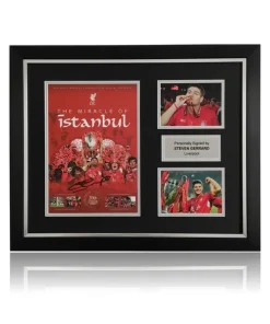 Steven Gerrard Hand Signed ISTANBUL 20th Anniversary Programme in Deluxe Classic Frame