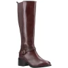 Dune Tildings Strap Detail High Leg Boot Brown Leather