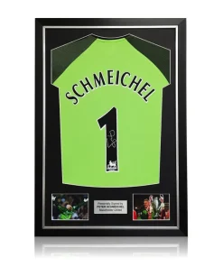 Peter Schmeichel Hand Signed Manchester United 1999 Replica Shirt in Deluxe Classic Frame