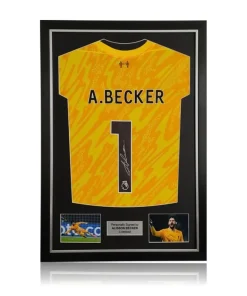 Alisson Becker Hand Signed Liverpool 2024-25 3rd Goalkeepers Shirt In Deluxe Classic Frame